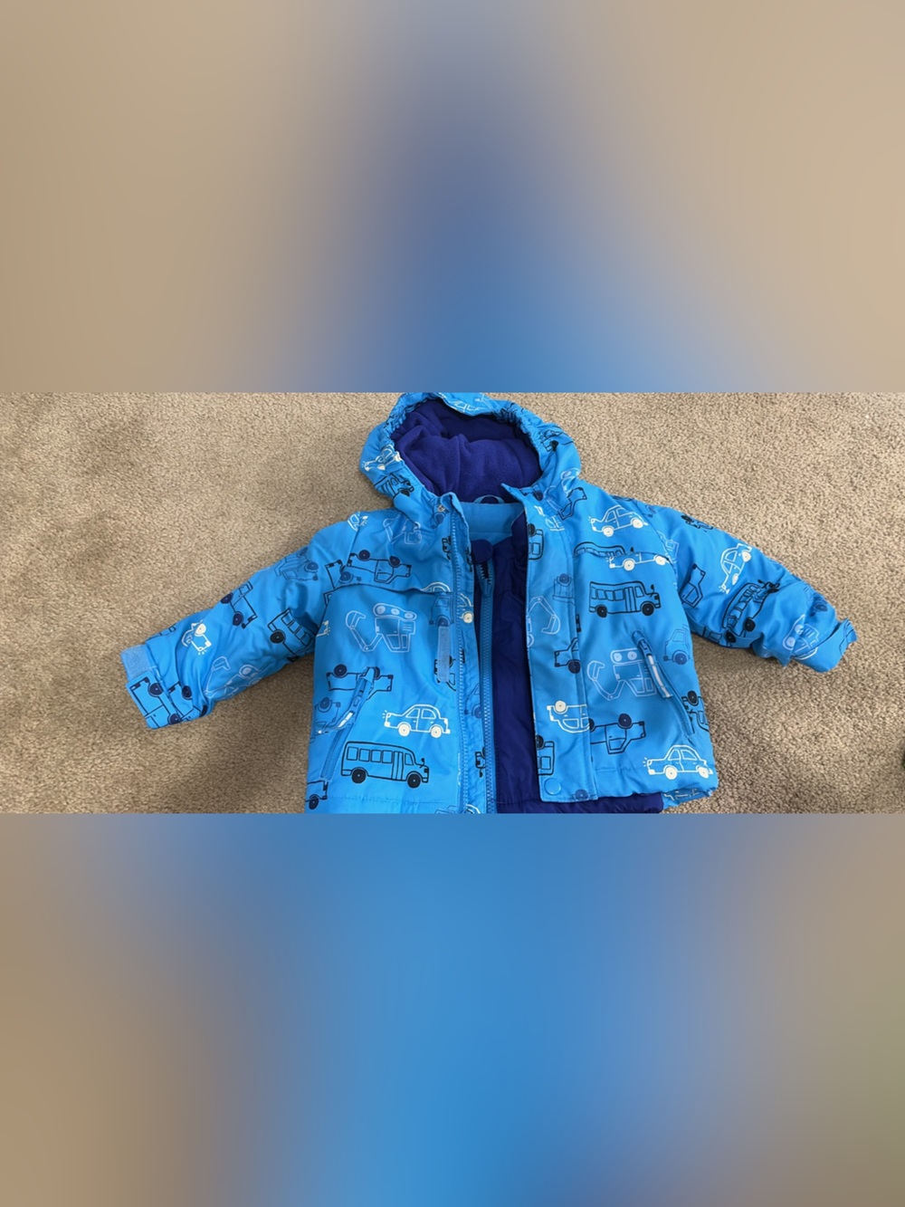 Cat & Jack Blue Vehicle-Print Hooded Jacket